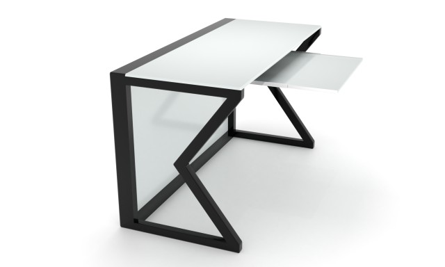 Скляний комп'ютерний стіл Темпл white +