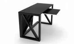 Скляний комп'ютерний стіл Ілинворт black +. БЦ стіл