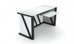 Скляний комп'ютерний стіл Пале white +. БЦ стол