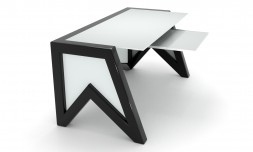 Скляний комп'ютерний стіл Тапе white +. БЦ стол