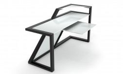 Скляний комп'ютерний стіл Мертон white +. БЦ стол