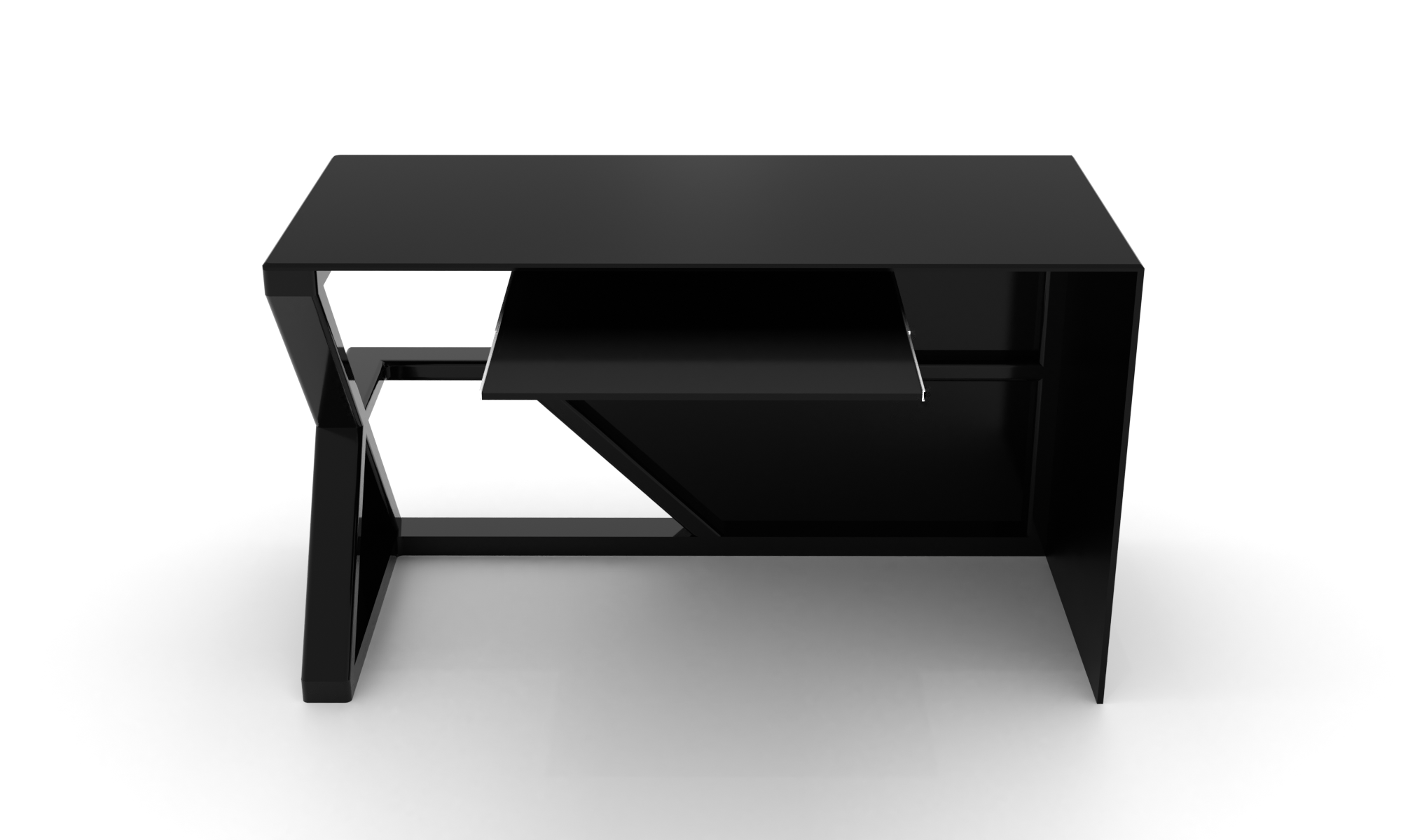 Скляний комп'ютерний стіл Мадерс black +. БЦ стол