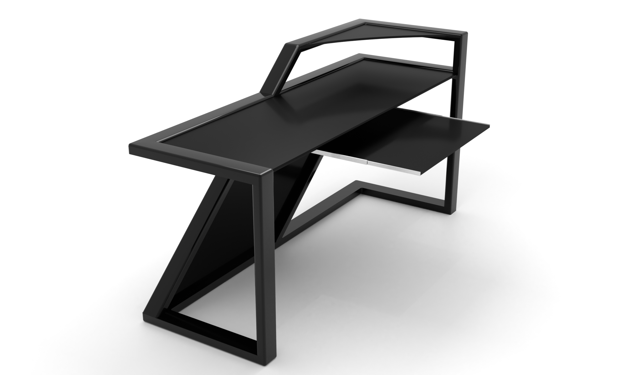 Скляний комп'ютерний стіл Мертон black +. БЦ стол