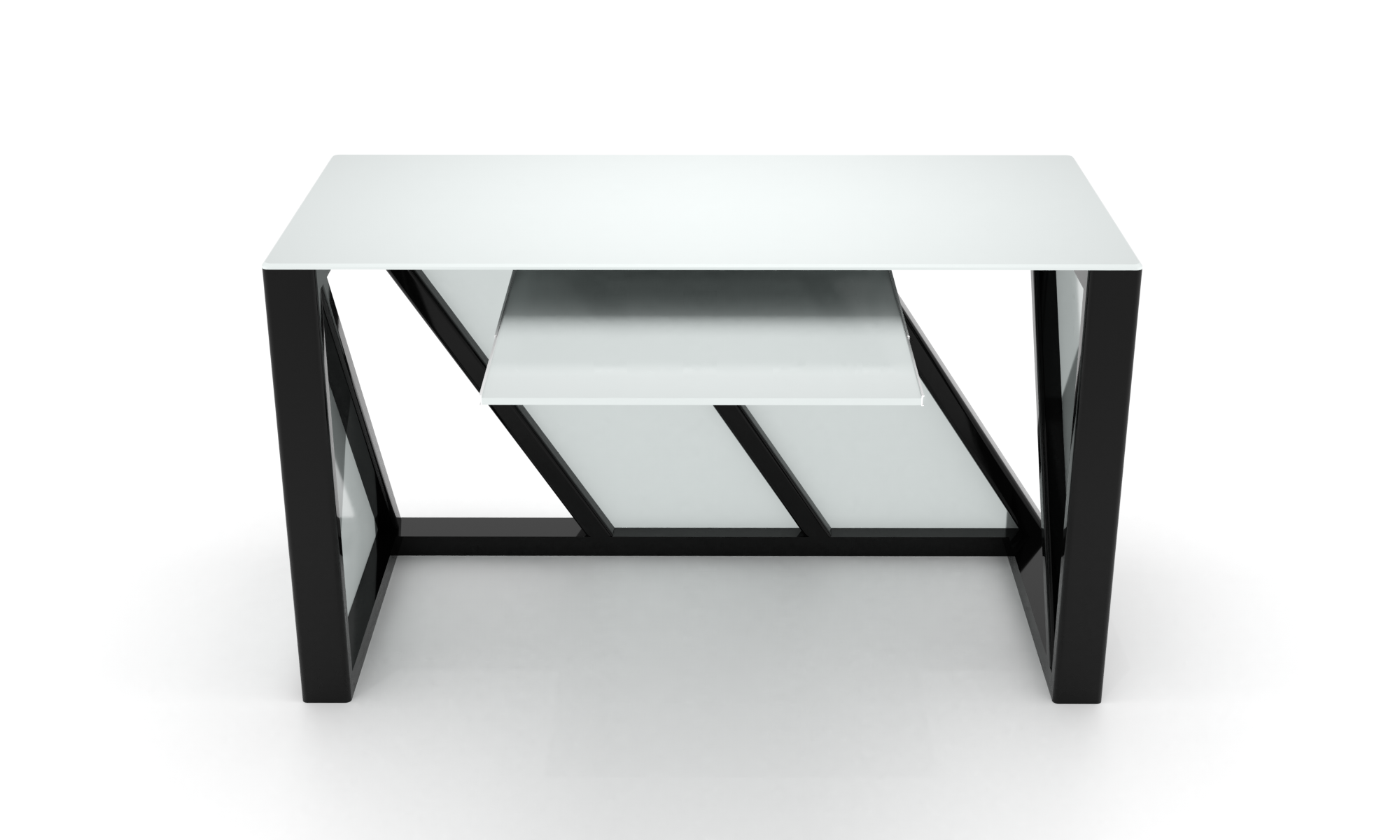 Скляний комп'ютерний стіл Петтон white +. БЦ стол