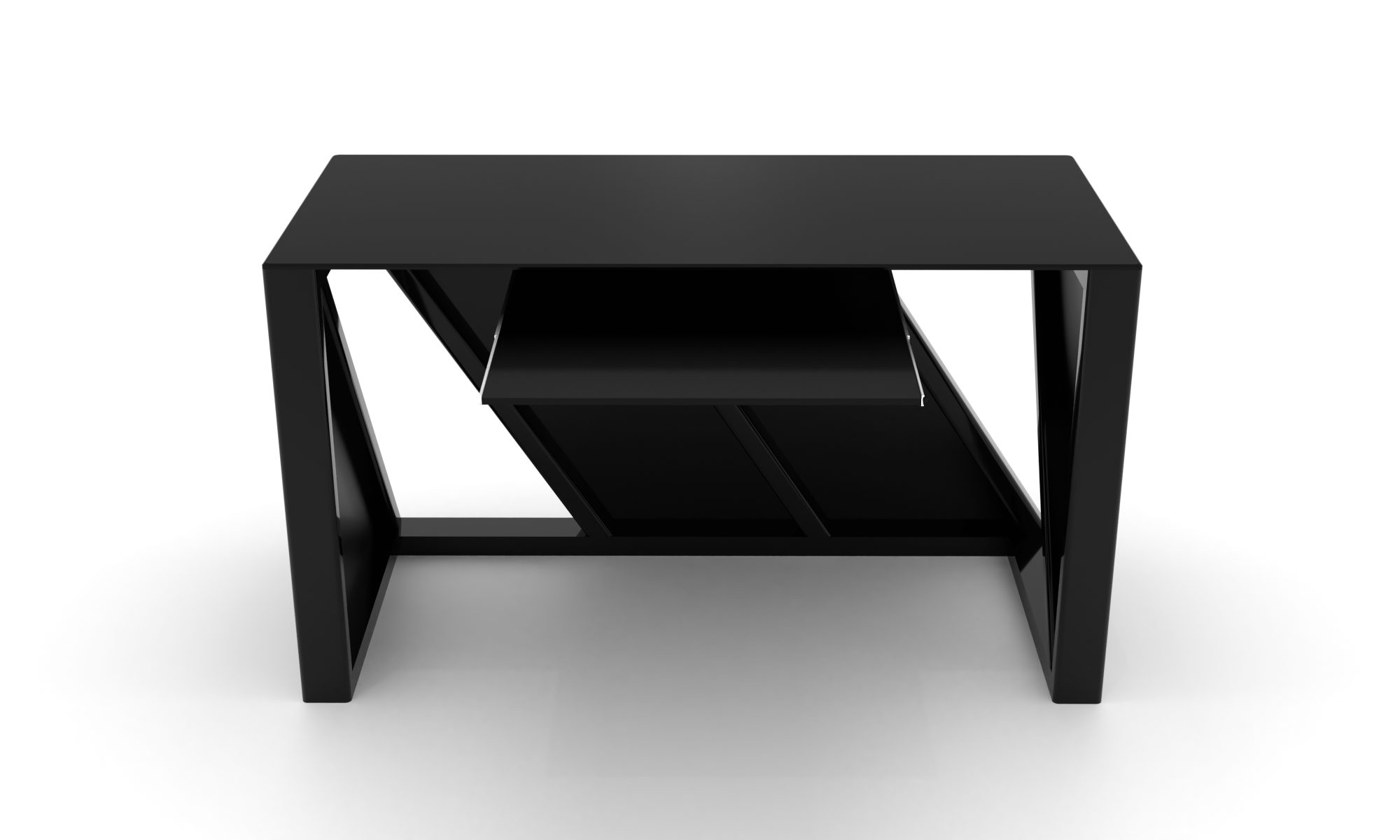 Скляний комп'ютерний стіл Петтон black +. БЦ стол
